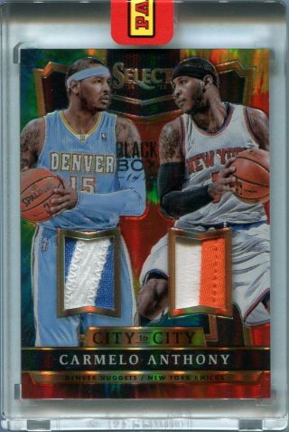 2014 - 15 Select Carmelo Anthony City To City 1 Of 1 1/1 Black Box Dual Patch Rare