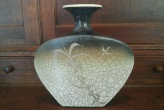 Rare Phil Chapman (1952 - 2008) Large Raku Studio Art Pottery Vase Vintage