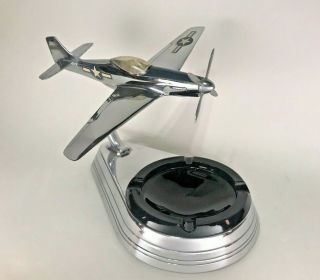 Rare Vintage Ww2 P - 51 Mustang Fighter Rotating Airplane Chrome Ashtray Model ✈