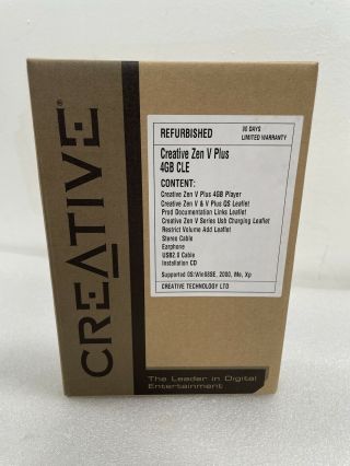 Rare Creative Zen V Plus 4gb Digital Media Mp3 Player - Black