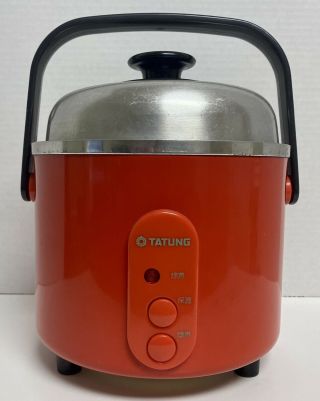 Rare Tatung Orange/red 3 Cup Rice Cooker Model Tac - 3a