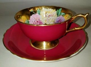 Very Rare Paragon Cup & Saucer All - Gold Gilded Bone China With Chrysanthemums