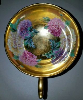 Very Rare Paragon Cup & Saucer ALL - GOLD GILDED Bone China with Chrysanthemums 2