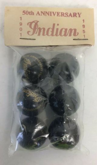 Rare Indian Motorcycle 50th Ann.  Black And Gold 7/8 " Marble Marbles 6pack Full