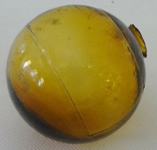 Antique & Rare Thin Glass Shooting Target Ball In Amber Ca.  1880 