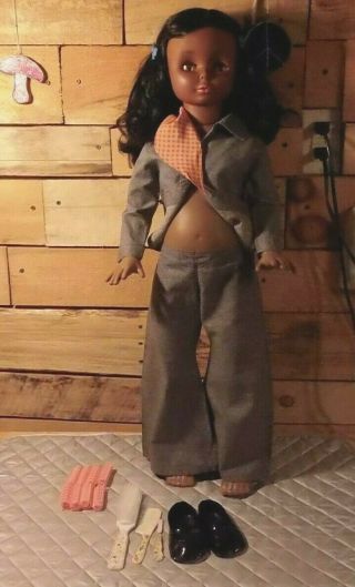 Vintage Wispy Walker Doll 31 " African American Aa Rare Taiwan & Outfit