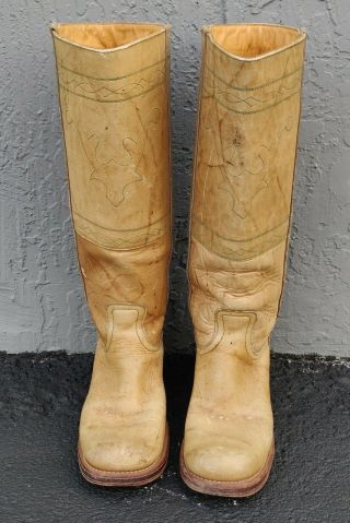 Vintage Frye Stitching Horse Boots Rare Women 