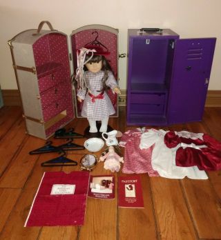 Rare American Girl Doll Samantha,  With Carrying Case And Locker And Accessories.