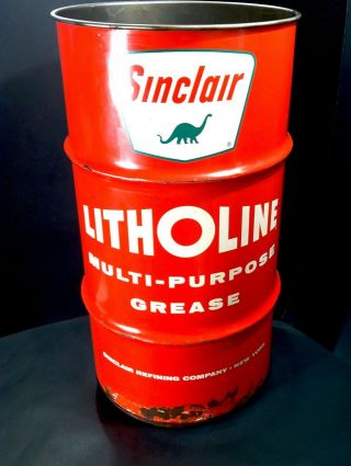 Vintage Sinclair Oil Old Tin Can W/ Dinosaur Graphic Can Rare Large Size