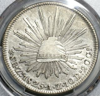 1825 - Zs Pcgs Au 53 Mexico 8 Reales Zacatecas Silver Rare Dollar Coin (19120901d)