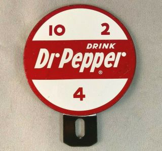 Vtg 10 2 4 Dr Pepper Porcelain 2 Piece License Plate Topper Rare Advertisin Sign