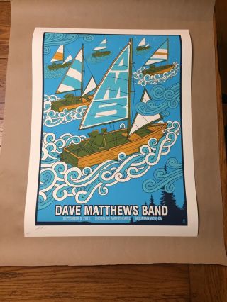 Rare Dave Matthews Band Poster Mountain View Ca Shoreline Amphitheatre 9/08/2013