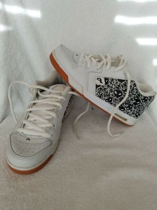 Rare Bam Margera Adio V3 Skateboarding Shoes Size 7.  5 Limited Skull White