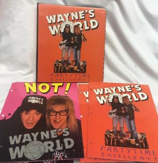 Rare Vintage Wayne’s World 3 Ring Binder W/ 4 Folders 1992 Snl Nbc
