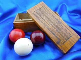 Rare Antique Ca.  1880 Brunswick Balke Pool Ball Set In Wood Box