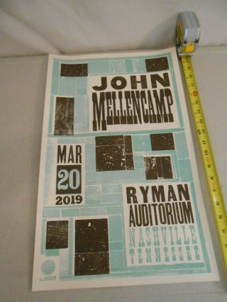 Rare John Mellencamp 3/20/19 Hatch Show Print Ryman Concert Poster Cougar 2019