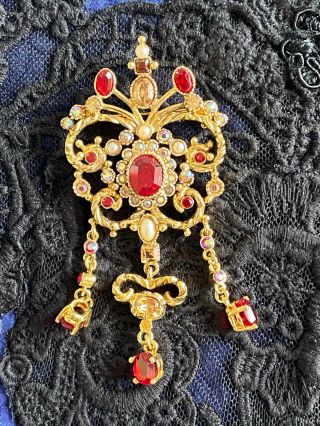 Vtg Rare St.  John Multi - Colored Brooch Pendant Pin