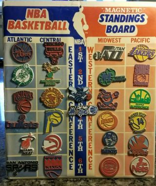 Vintage 1970’s Nba Basketball Magnetic Standings Board 26 Team Magnets Rare