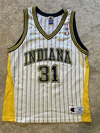 Rare Vintage Reggie Miller Indiana Pacers White Pinstripes Jersey - (size 40/m)