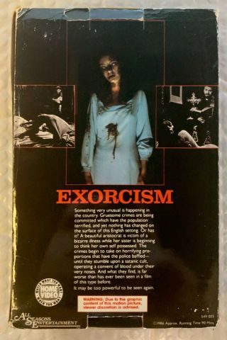 Exorcism VHS Extremely Rare Big Box All Seasons Ent - 1986 Release 2