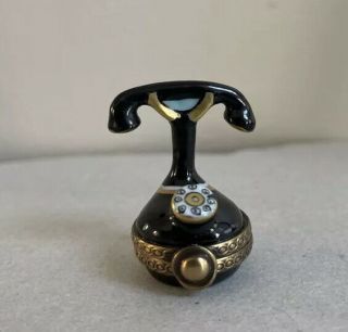 Rare Limoges France Peint Main Trinket Box Old Black Phone Porcelain Make Offer
