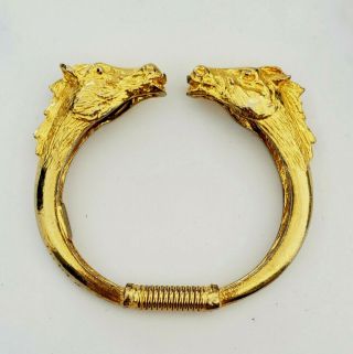 Vintage Donald Stannard Horse Head Gold Tone Spring Cuff Bracelet Rare