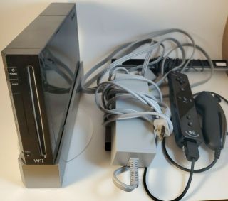 Nintendo Wii Black Video Game Bundle Rare With Motion Controller And Accessories