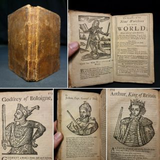 1727 History Nine Worthies Of World Woodcuts King Arthur Rare Edition Burton
