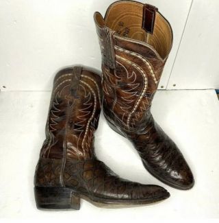 Vintage Lucchese Rare Exotic Skin Boots Mens Size 9d 107935 00128 Cowboy Boots