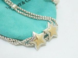 Rare Tiffany & Co.  Silver & 18k Yellow Gold Double Rope Star Necklace