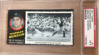 1971 Topps Greatest Moments Thurman Munson 1 Psa 3; Very Rare Without Qualifier