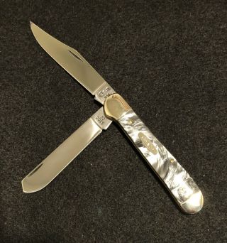 9200 Cv W.  R.  Case Xx Usa 1997 3 Dot Imitation Pearl Midnite Pocketknife 4 " Rare