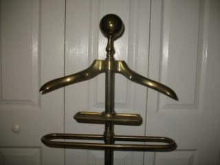 RARE Ornate Mens Solid Brass Suit Valet Butlers Dressing Stand w/Change Dish 2