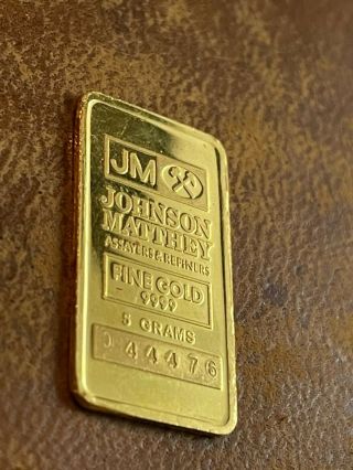Vintage Johnson Matthey 5 Grams.  999 Gold Bar & 1oz Silver Bar Rare