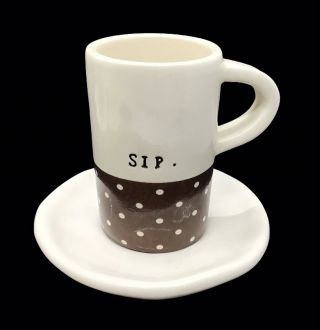RARE Rae Dunn By Magenta SIP Espresso Cups & Saucers Demitasse Set - 2005 2006? 4