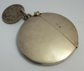 Lovely Rare English Antique 1912 Sterling Silver Circular Vesta Match Case
