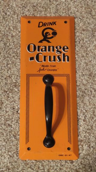 Vintage Drink Orange Crush Tin Litho Advertising Sign Door Push/pull 1947 Rare