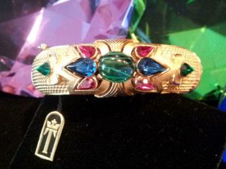 Vtg Decodent & Rare Signed Crown Trifari Jewels Of India Bracelet W Orig Tag