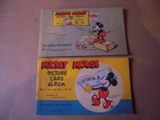 Very Rare First Series Mickey Mouse Vol 1 And 2 Picture Card Albums 18 Cards