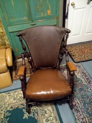 Rare Signed George Hunzinger Walnut Standard Rocking Chair Victorian 1869 Pat.