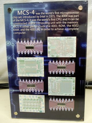 Rare Intel 4004 Cpu Chip Set In Acrylic Display 4001,  4002,  4003 & 4004