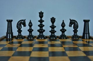 19th Rare German Hand Carved Chess Set Schach Spiel Échecs