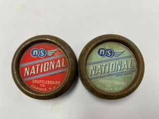 Vintage National Table Shuffleboard Puck Weights - Red/green - Rare