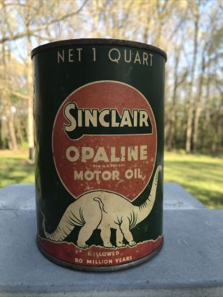 Rare Sinclair Opaline Motor Oil Quart Can Dinosaur Sinclair Refining Co Inc