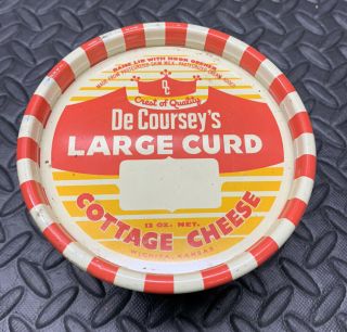 Rare Antique Decoursey’s Vtg 1940s Cottage Cheese Wax Carton/tin Top Wichita,  Ks