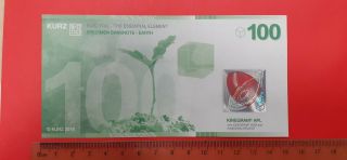 Test House Note Banknote Probe Specimen Kurz Foil Earth 100 Kinegram 2018 Rare