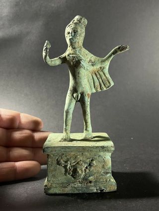 Rare Large Ancient Roman Bronze Period Statue On Stand - Circa 200 - 400 Ad