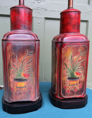 Rare Pair Frederick Cooper Ceramic Tea Canister/caddy Chinoiserie Table Lamps