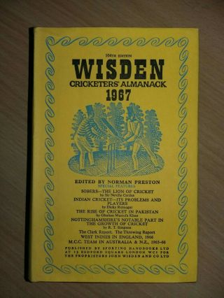 Wisden 1967 Hardback,  Very Fine,  Rare