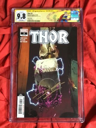 Cgc Ss 9.  8 Thor 3 Rare 5th Printing Signed By Donny Cates,  Custom Label Marvel